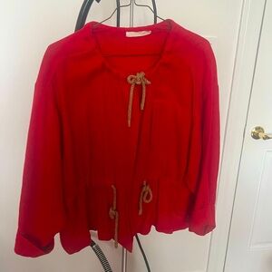 Linen kimono jacket with robe ties